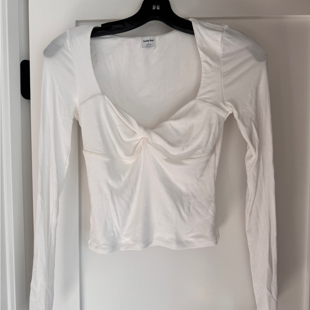 Aritiza Sunday Best White Twist Long Sleeve